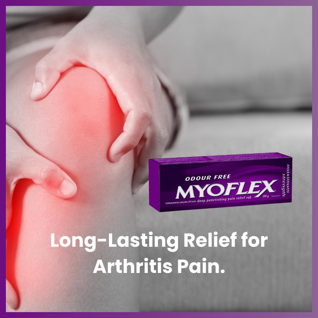 Myoflex Pain Relief Rub | Odourless | Provides Deep Penetrating Relief of Muscle Soreness & Joint Pain | Menthol Free | Stain Free | Non-Greasy | Great for Ages 2+ | 100 Grams (Maximum Strength) MyoflexAu supplements