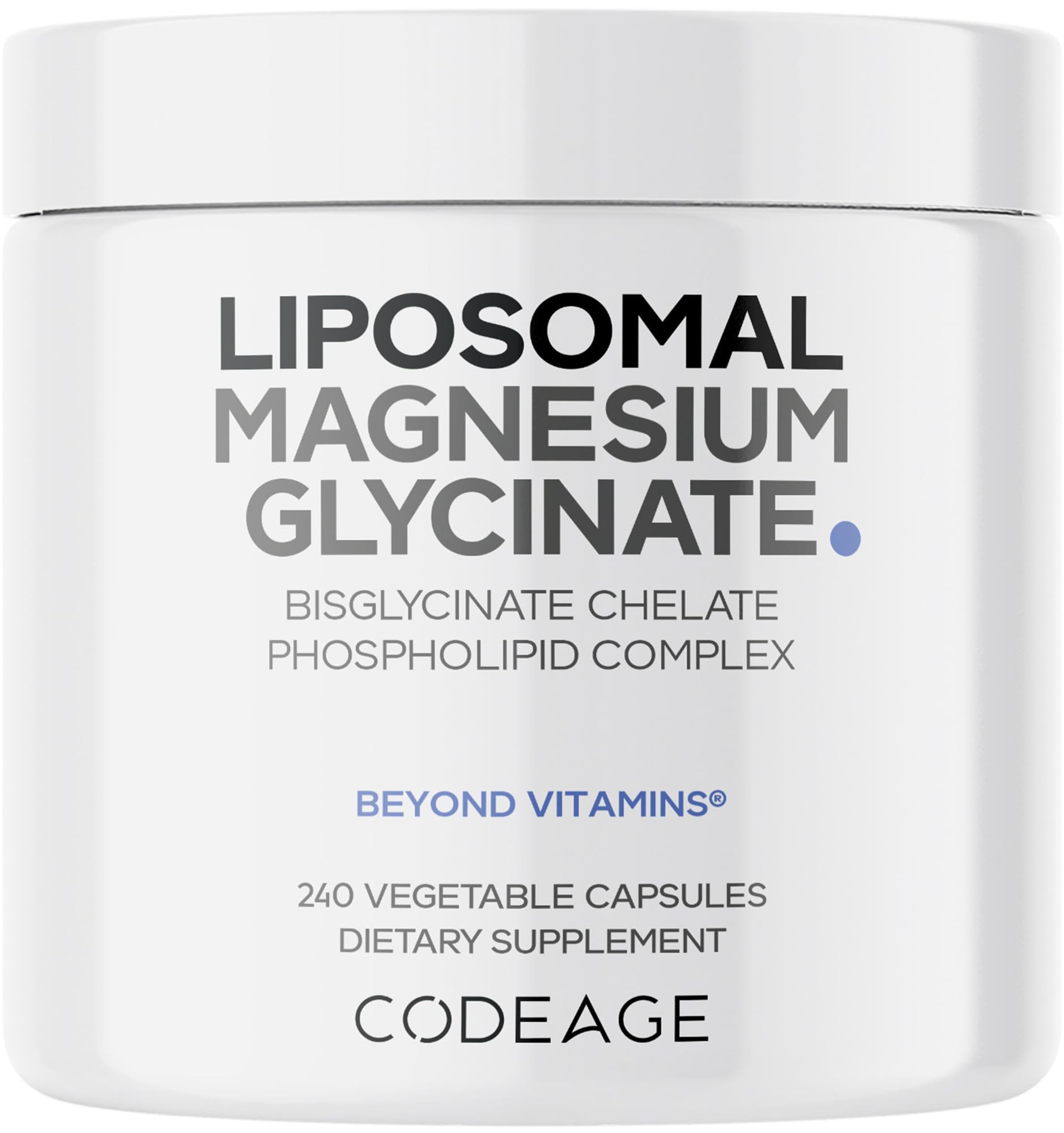 Codeage Liposomal Magnesium Glycinate Supplement, 2-Month Supply, Bisglycinate Magnesium Chelate, Chelated Magnesium Mineral Pills, BioPerine Black Pepper Vitamins Capsules, Non-GMO Vegan, 240 ct CodeageAu supplements