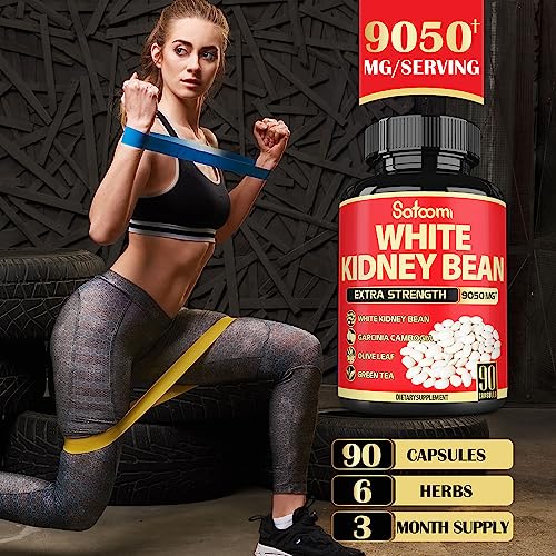Pure White Kidney Bean Extract Capsules - 6 Herbal Ingredients 9050 mg Equivalent SatoomiUS supplements