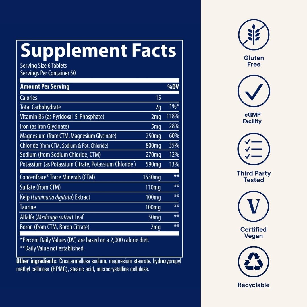 Trace Minerals Electrolyte Stamina - Daily Hydration Supplement for Electrolyte Balance - Energy Support - Full Spectrum of Ionic Minerals - Vegan - Gluten-Free - 300 Count (50 Servings) Trace MineralsAu supplements