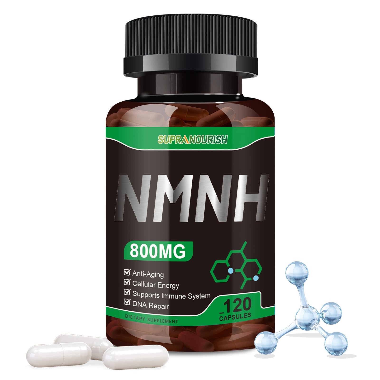 SUPRANOURISH Pure NMNH Supplement 120 Capsules - 800mg High-Purity NMNH Supplements, NAD Supplement for Boost NAD+ for Anti-Aging & Cellular Energy SUPRANOURISHAu supplements