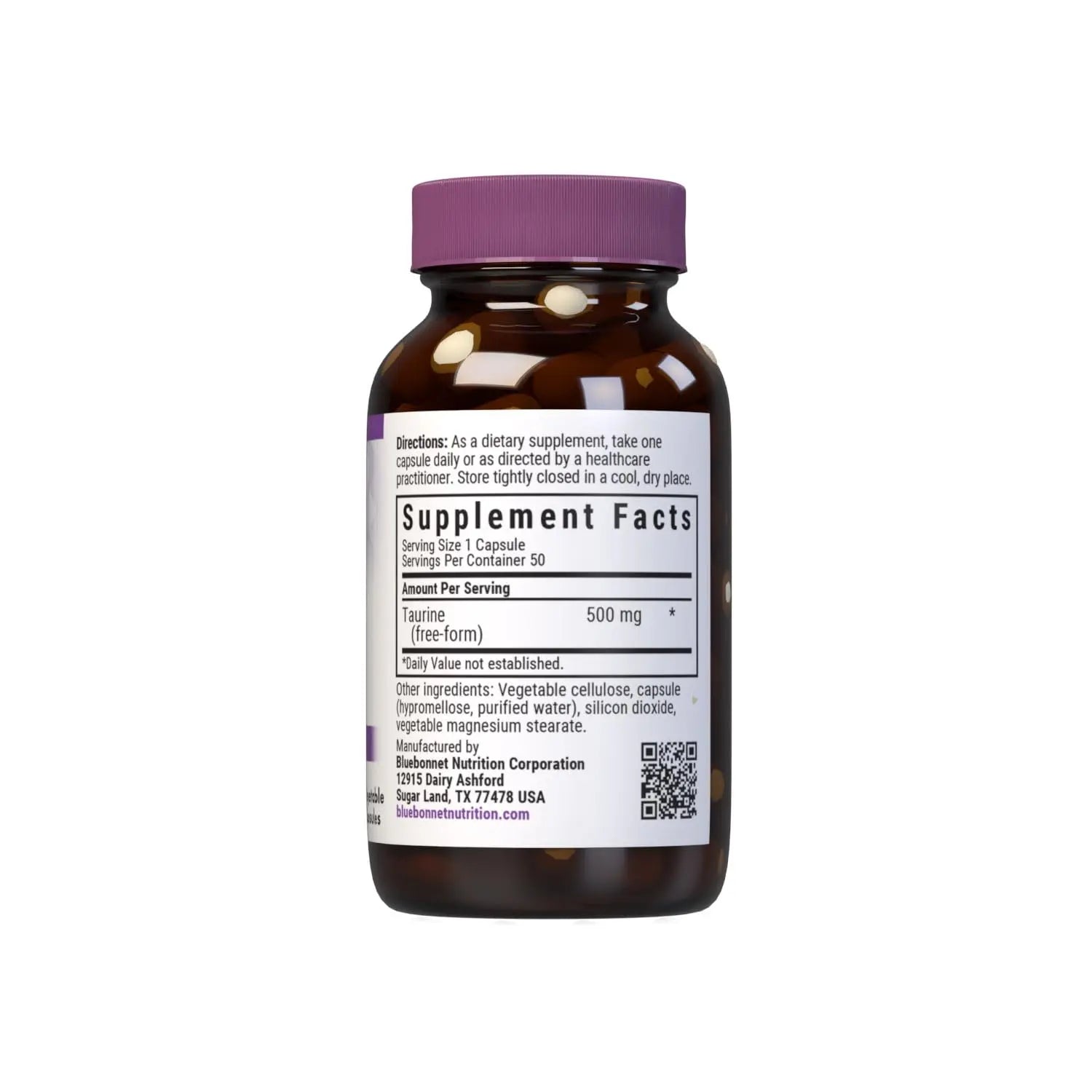 Bluebonnet Taurine 500 mg Vitamin Capsules, 50 Count BlueBonnetAu supplements