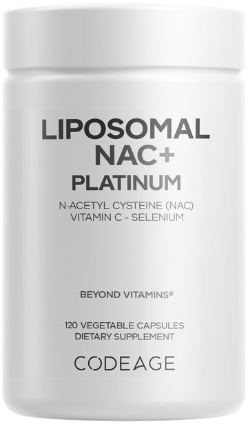 Codeage Liposomal NAC+ Platinum - N-Acetyl L-Cysteine, Vitamin C, Alpha Lipoic Acid, Selenium - 2-Month Supply - Helix Liposomal Delivery - Phospholipid - Non-GMO NAC Dietary Supplement - 120 Capsules CodeageAu supplements