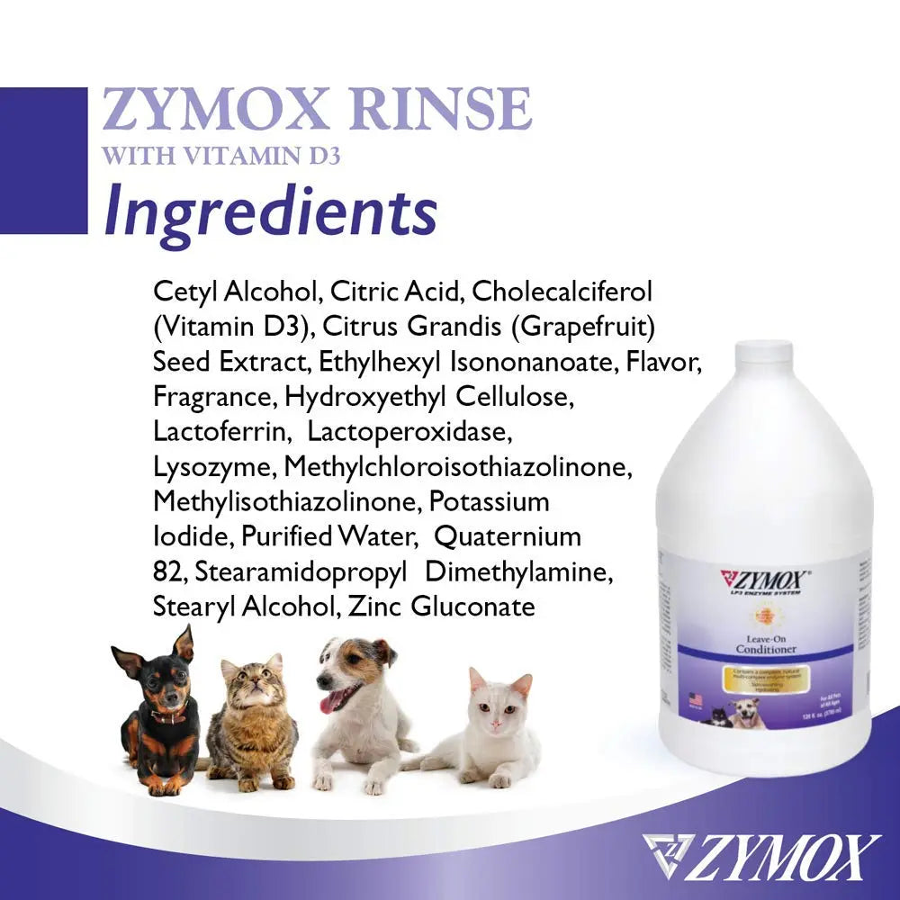 ZYMOX Leave-in Conditioner with Vitamin D3 for Cats & Dogs, 1gal Zymoxnz supplements