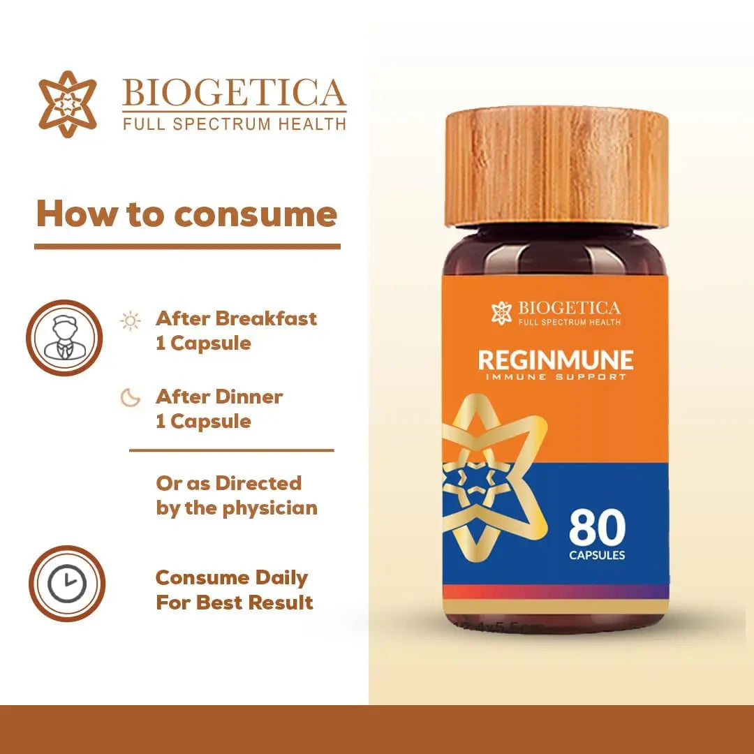Biogetica Reginmune - Natural Immune Support Care Daily Boost Immune System Booster - 80 Capsules Biogeticanz supplements