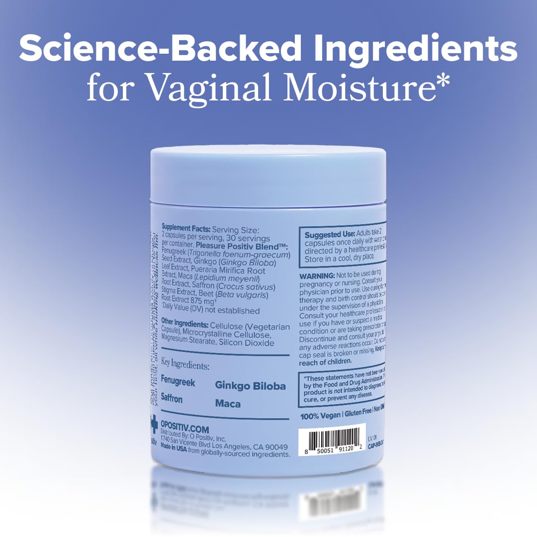 MENO Vaginal Moisture Support Capsules – OBGYN-Formulated to Support Healthy Vaginal Moisture, Mood & Relaxation – Hormone-Free Supplements with Maca Root & Fenugreek Seed Extract – 30 Servings O PositivAu supplements