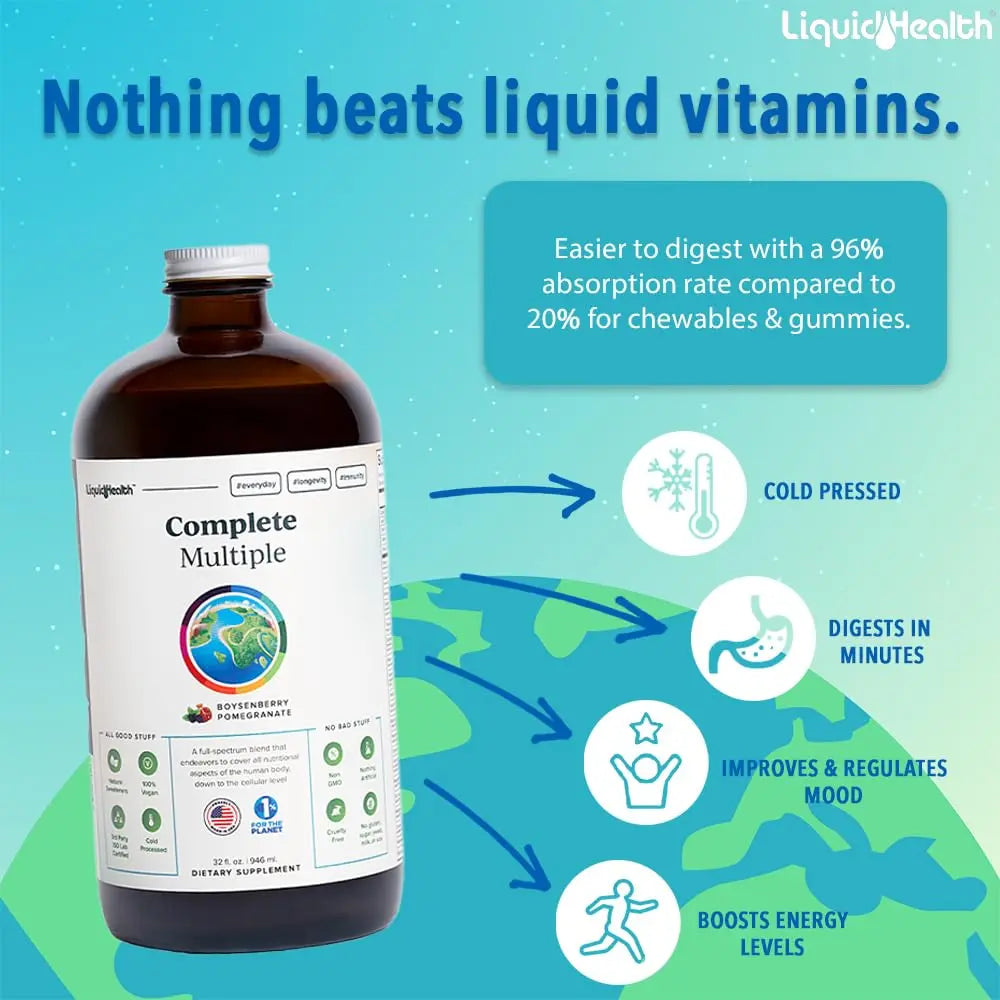 LIQUIDHEALTH Complete Multiple & Mega Energy B-Complex Daily Liquid Vitamins Bundle for Adults - Immune System Support, Increase Energy, Gut & Heart Health LIQUIDHEALTHAu supplements