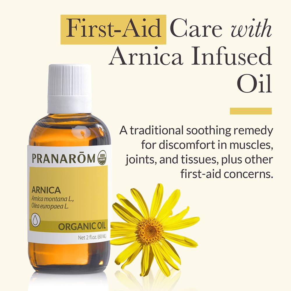 Pranarom - USDA Certified Organic French Arnica Virgin Plant Oil - 2 fl oz Glass Bottle - Massage Oil for Body PranaromAu supplements