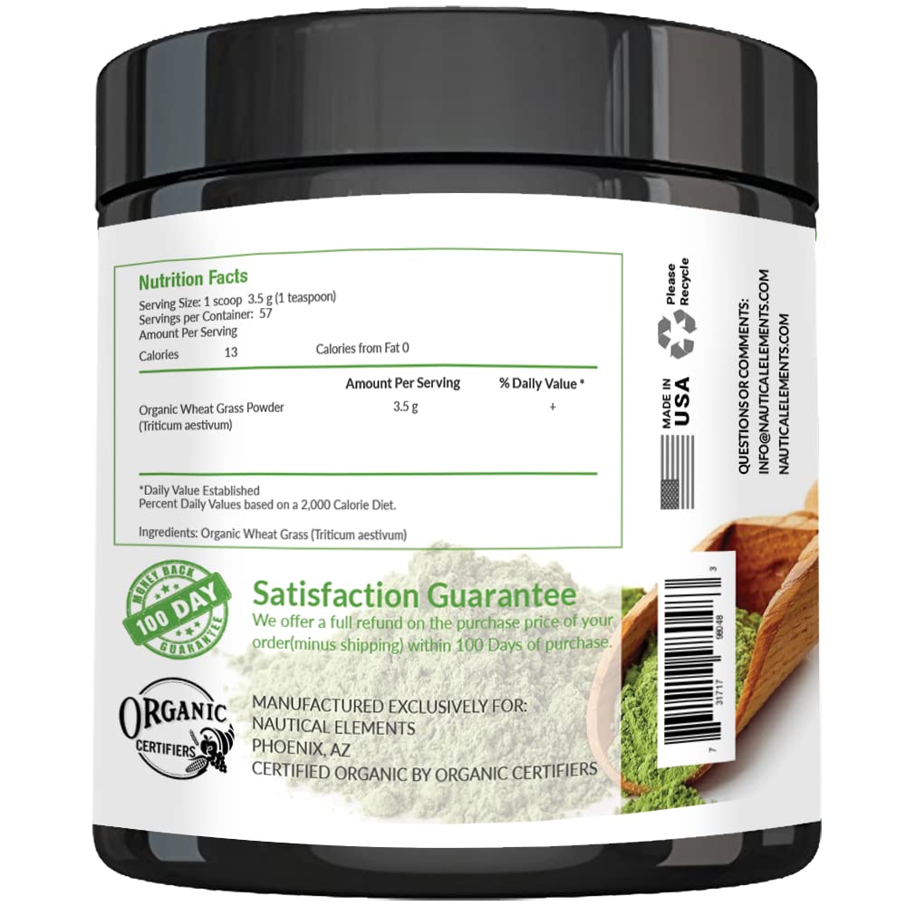 Wheatgrass Powder - USDA Certified Organic Wheat Grass Powder That Is Rich In Essential Amino Acids, Chlorophyll, Antioxidants, Fatty Acids, Minerals & Vitamins - US Grown - Vegan & Non-GMO Superfoods Nautical ElementsAu supplements