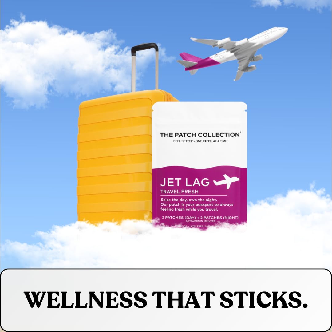 The Patch Collection® - Jet Lag Patch for Day & Night Time Zone Changes | Melatonin, Valerian Root, Passion Flower, Magnesium, Vitamin B1, B2, B3, Turmeric | 100% Natural & Vegan (Pack of 4) The Patch CollectionAu supplements