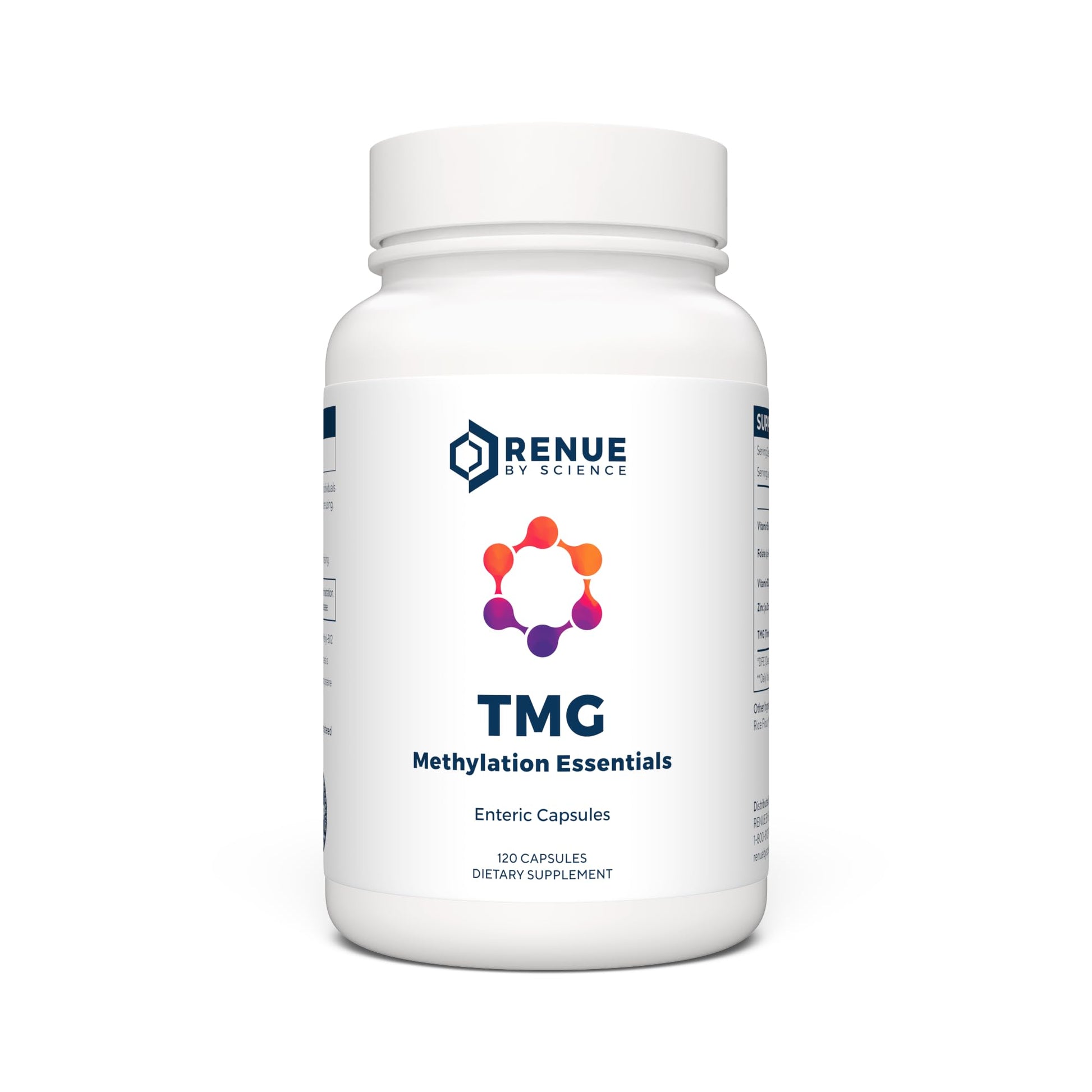 Renue By Science TMG | High Strength TMG Supplements | 120 Trimethylglycine Capsules - 900mg TMG per Serving with Vitamin B12 Vitamin B6 Folate & Zinc | Made in The USA & Third-Party Tested Renue By ScienceUS supplements