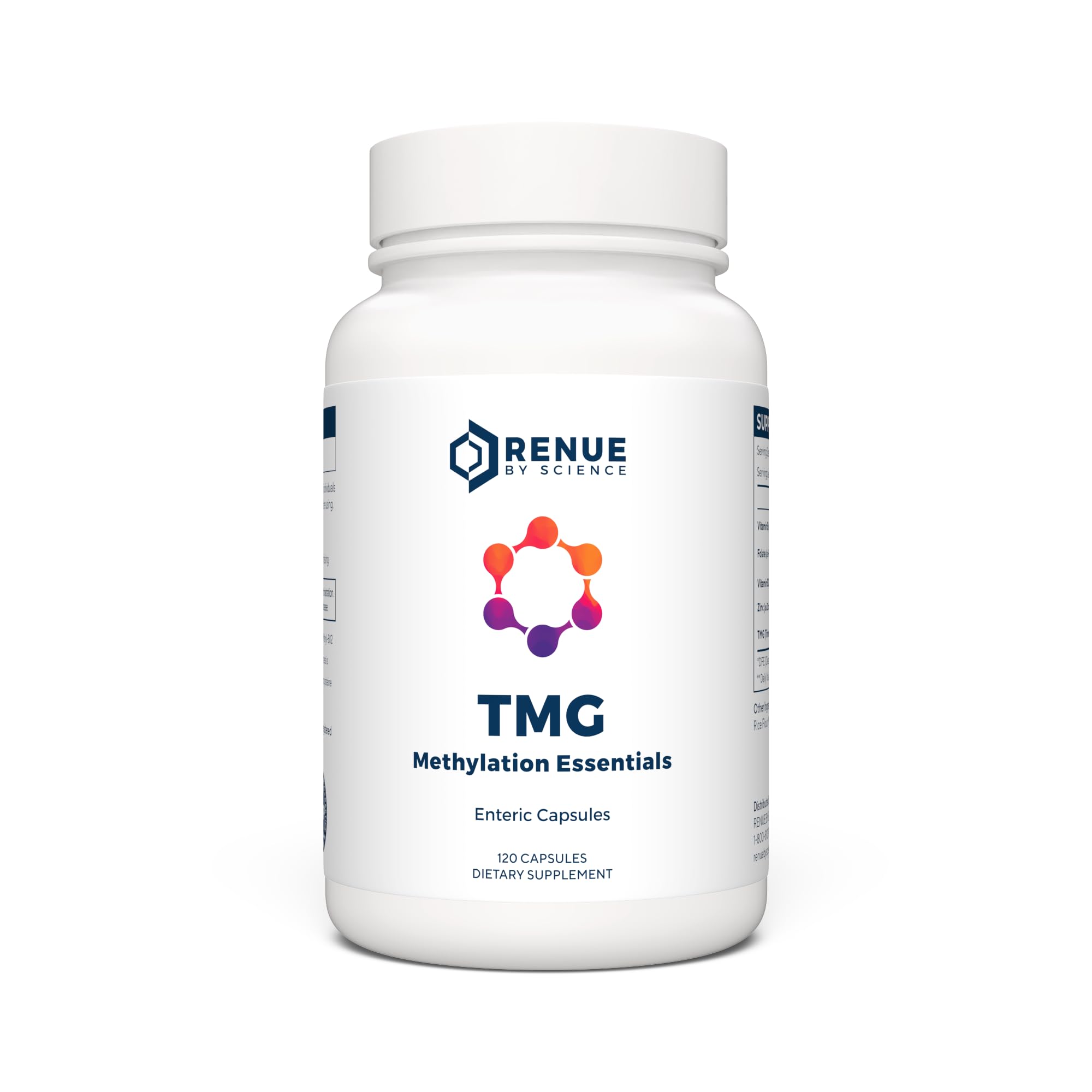 Renue By Science TMG | High Strength TMG Supplements | 120 Trimethylglycine Capsules - 900mg TMG per Serving with Vitamin B12 Vitamin B6 Folate & Zinc | Made in The USA & Third-Party Tested Renue By ScienceUS supplements