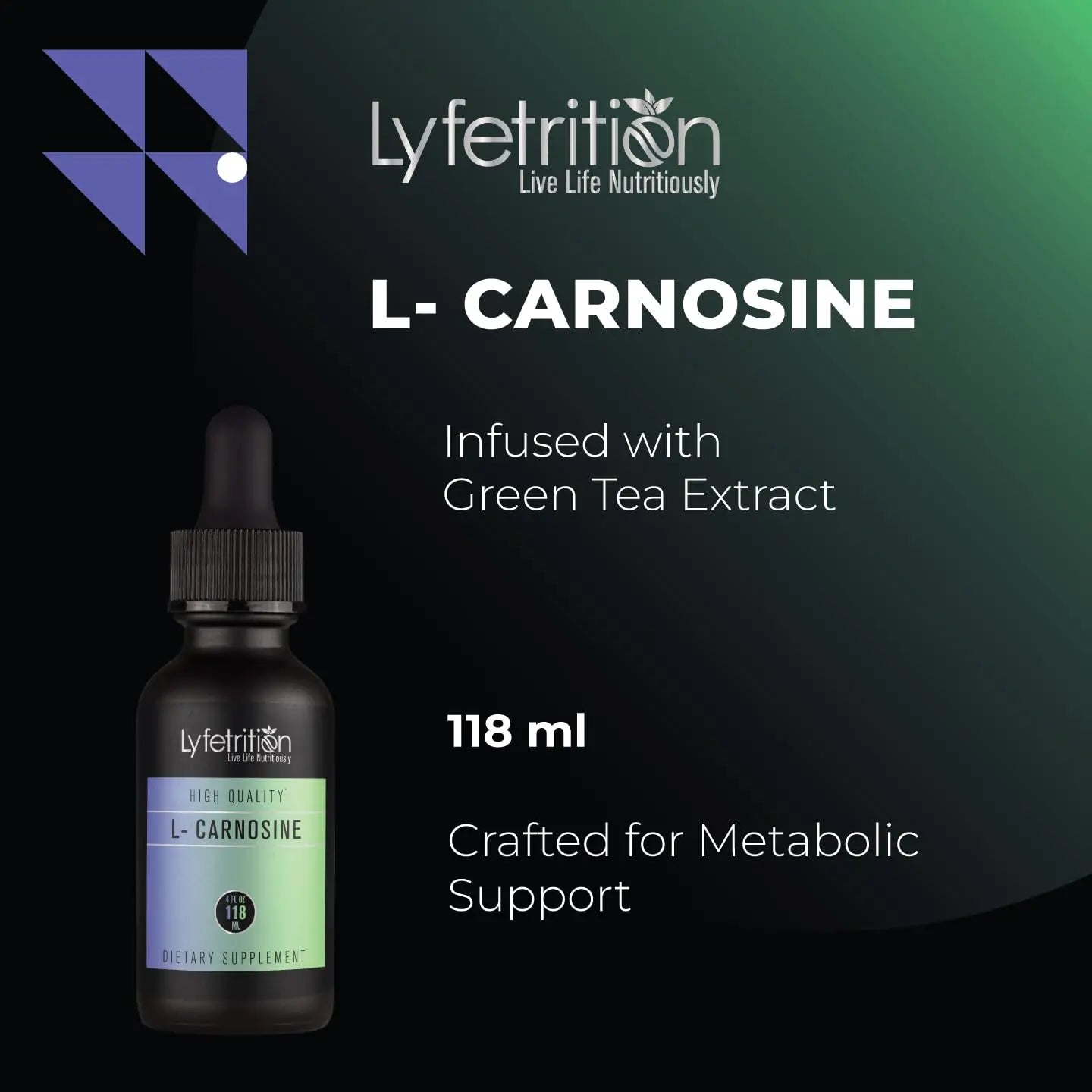 Lyfetrition L-Carnosine Liquid Supplement 118 ml, 4 FL Oz Liquid, 220 Servings, Made in USA, Quick Absorption, Potent Ingredients, Non-GMO LyfetritionAu supplements
