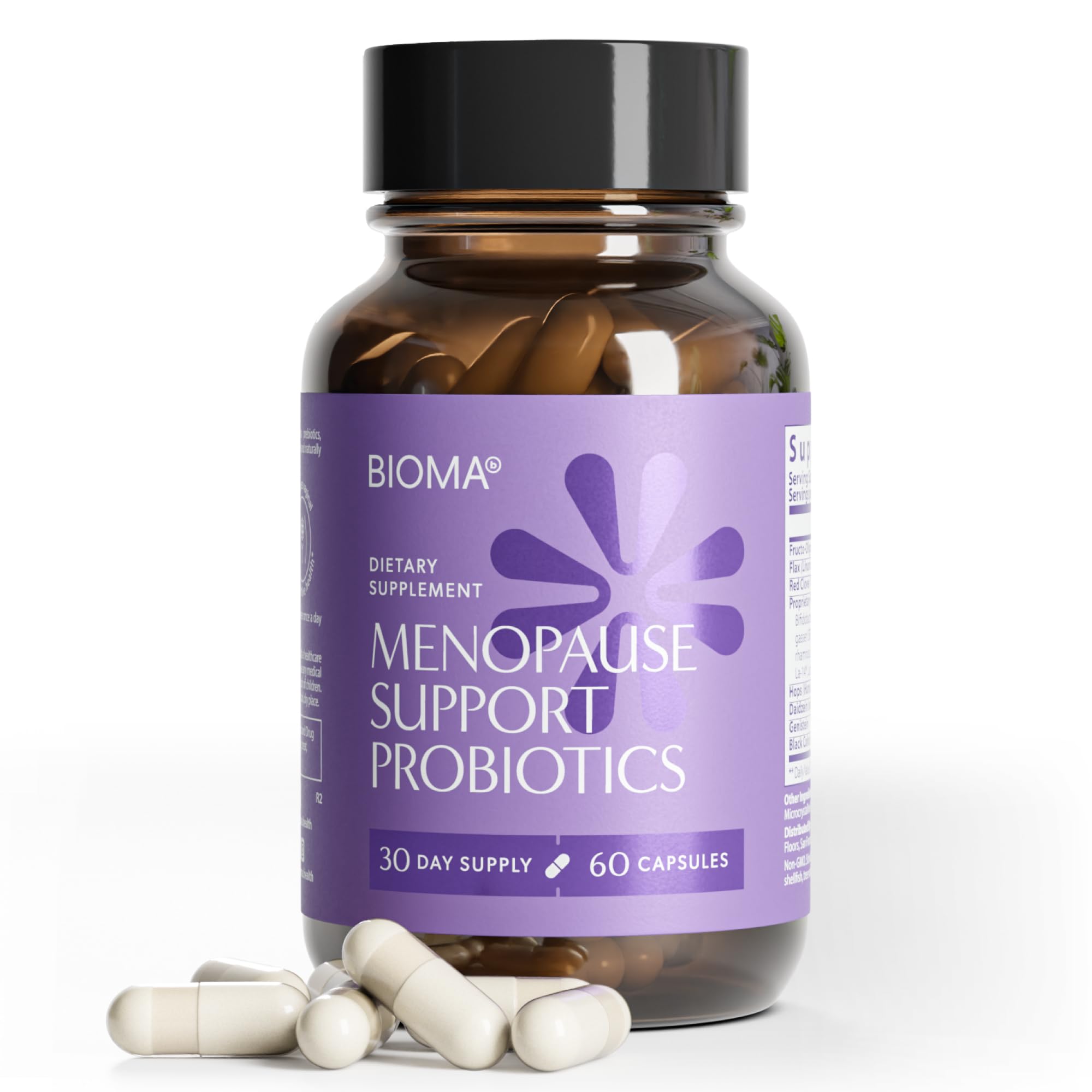 BIOMA Menopause Support Probiotics for Women - Hormone Free Hot Flash & Night Sweat Relief - Gut-Hormone Balance with Phytoestrogens, BB536, Delayed Release (60 Capsules - 30 Day Supply) BIOMAAu supplements