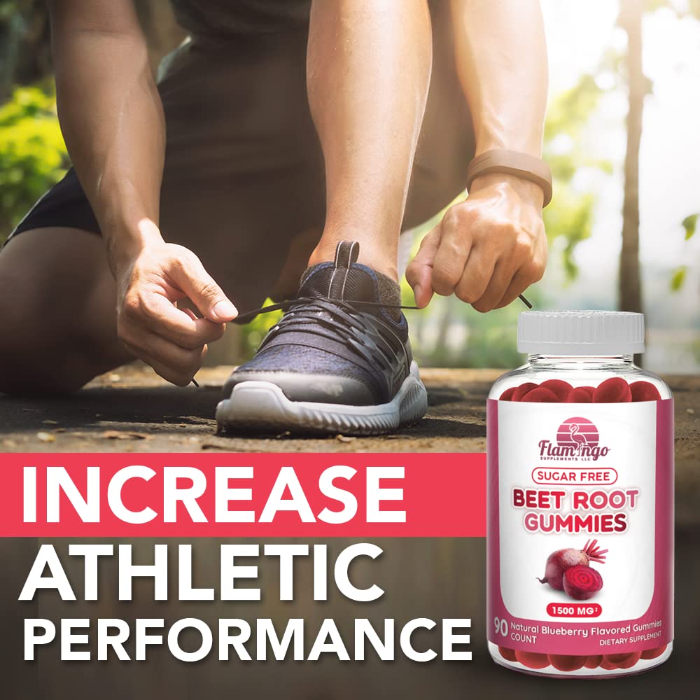 Sugar Free Nitric Oxide Beet Root Gummies (1500 mg)- Beet Root Chewables for Athletic Flamingo SupplementsAu supplements