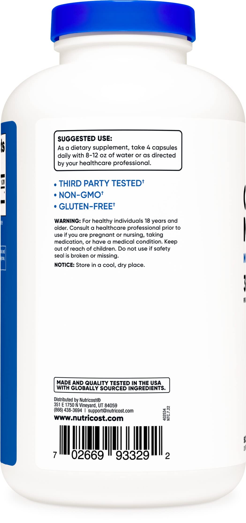 Nutricost Creatine Monohydrate 3000mg (750mg Per Cap), 500 Capsules (3 Bottles) NutricostUS supplements