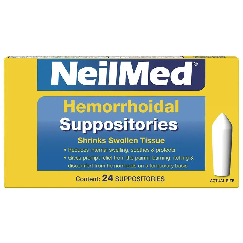 NeilMed Hemorrhoidal Suppositories, Shrinks Swollen Tissue, Relief from Burning, Itching and Discomfort of Hemorrhoids, 24 Count NeilMedAu supplements