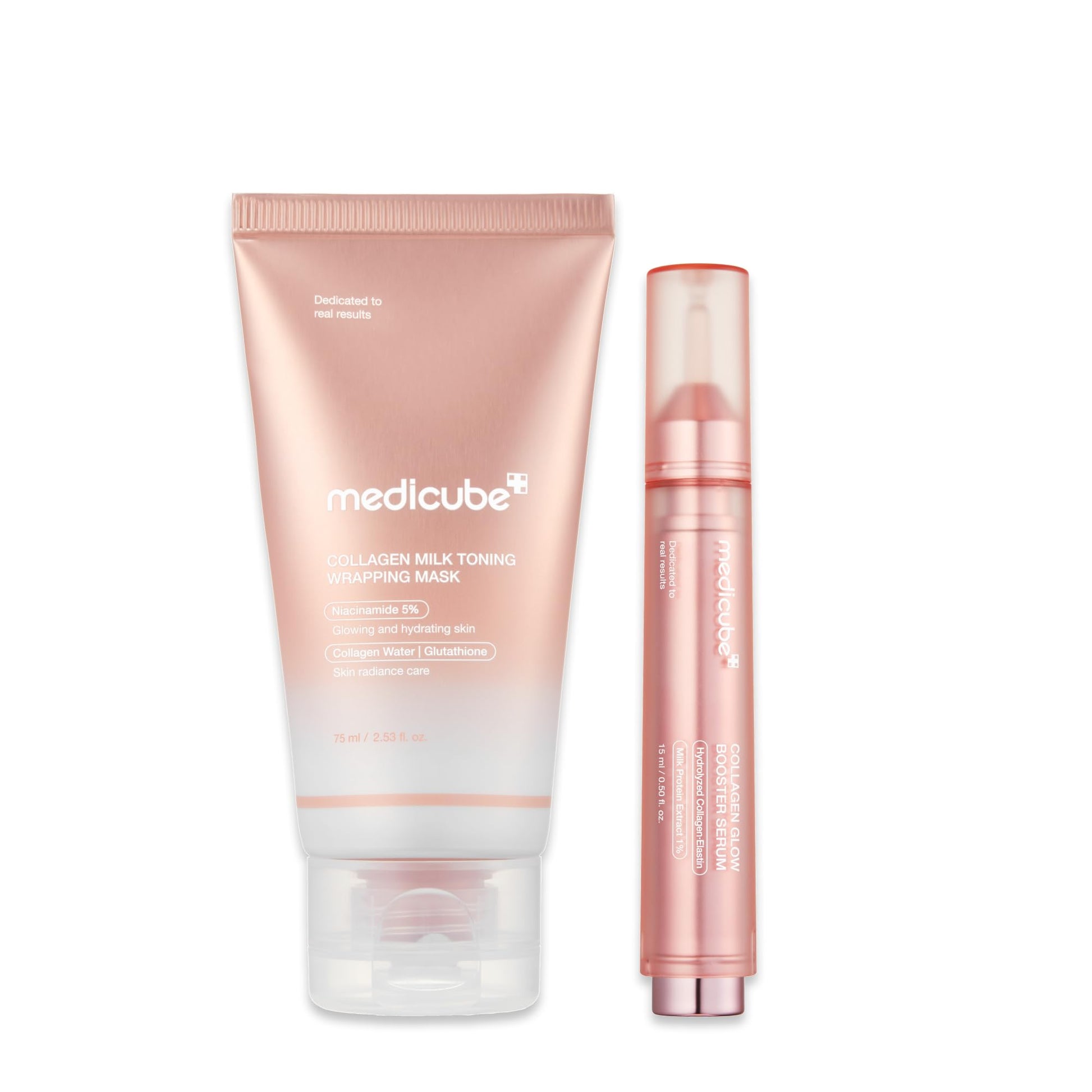 medicube Milky Collagen Double Glow Lock Duo: Collagen Glazed Milky Wrapping Mask and Booster Serum | 130DaCollagen, Niacinamide, Glutathione for Plumped, Radiant Glass Skin medicubeAu supplements