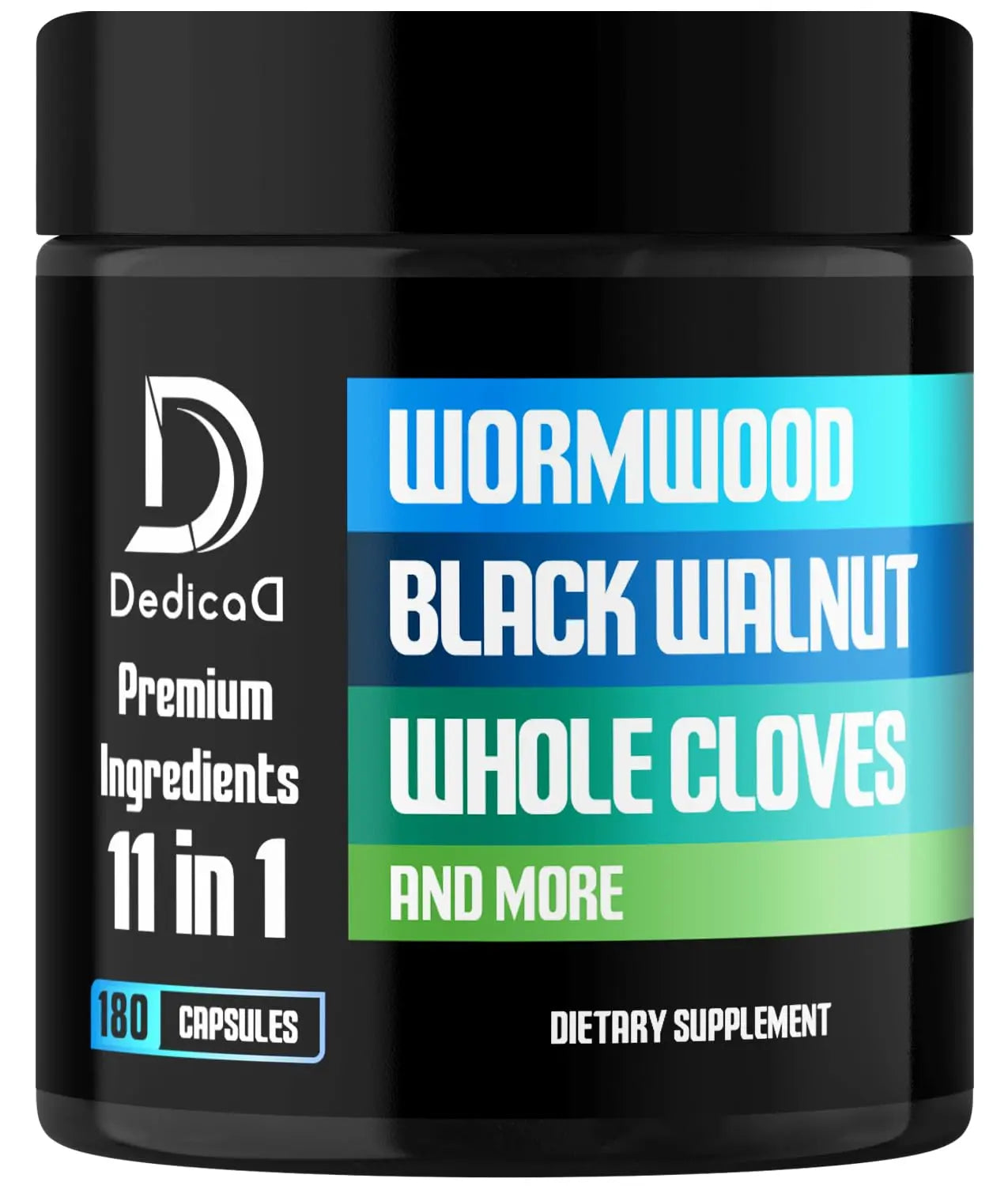 DEDICAD 11in1 Wormwood Capsules - 180 Capsules Extracted from Black Walnut, Cloves, Ginger, Turmeric, Apple, Berberine HCl & More - Support Immune System for 3 Months DEDICADAu supplements