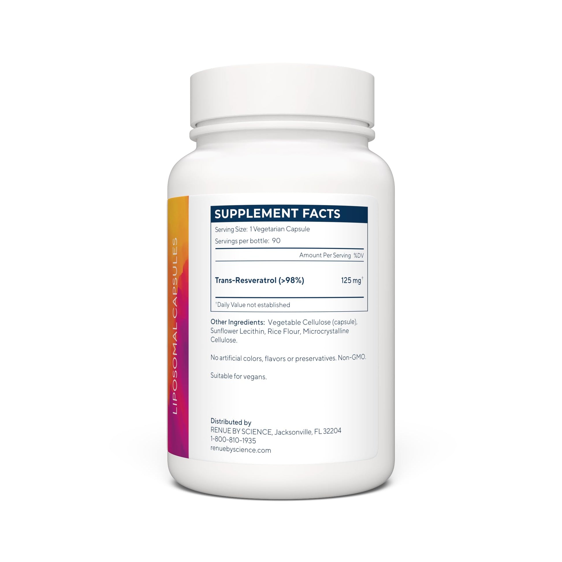Renue By Science Resveratrol | High Strength Liposomal Resveratrol Supplement | 90 Trans Resveratrol Capsules - 125mg Reservatrol per Serving | Non-GMO | Made in The USA Third-Party Tested Renue By ScienceUS supplements
