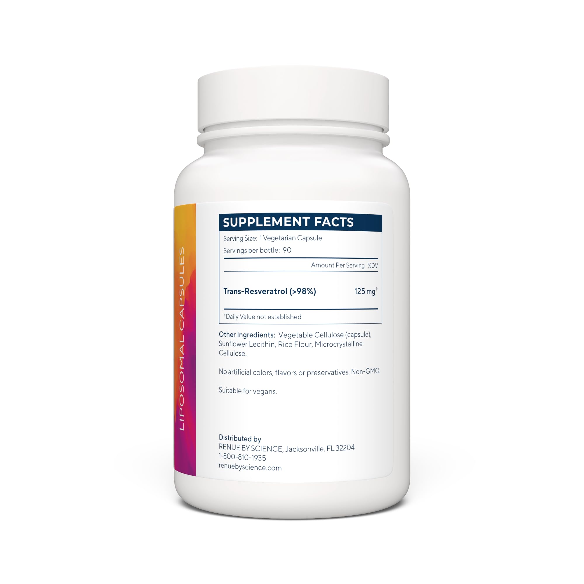 Renue By Science Resveratrol | High Strength Liposomal Resveratrol Supplement | 90 Trans Resveratrol Capsules - 125mg Reservatrol per Serving | Non-GMO | Made in The USA Third-Party Tested Renue By ScienceUS supplements