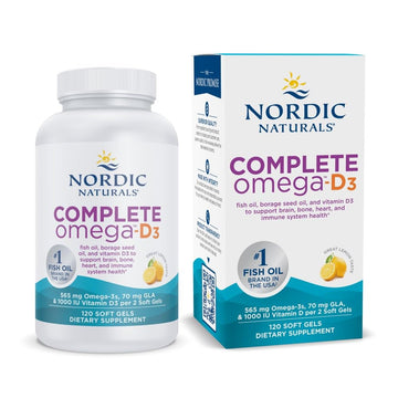 Nordic Naturals Complete Omega-D3, Lemon Flavor - 120 Soft Gels - 565 mg Omega-3 + 70 mg GLA + 1000 IU Vitamin D3 - EPA & DHA - Healthy Skin, Cognition, Positive Mood - Non-GMO - 60 Servings Nordic NaturalsAu supplements
