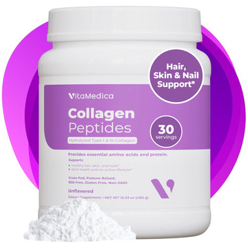 VitaMedica Collagen Peptides Powder for Women & Men - Healthy Hair, Skin, Nails, Bones and Joints - Hydrolyzed Types I & III, Grass-Fed, Pasture-Raised Protein, Zero Sugar - 30 Servings VitaMedicaAu supplements