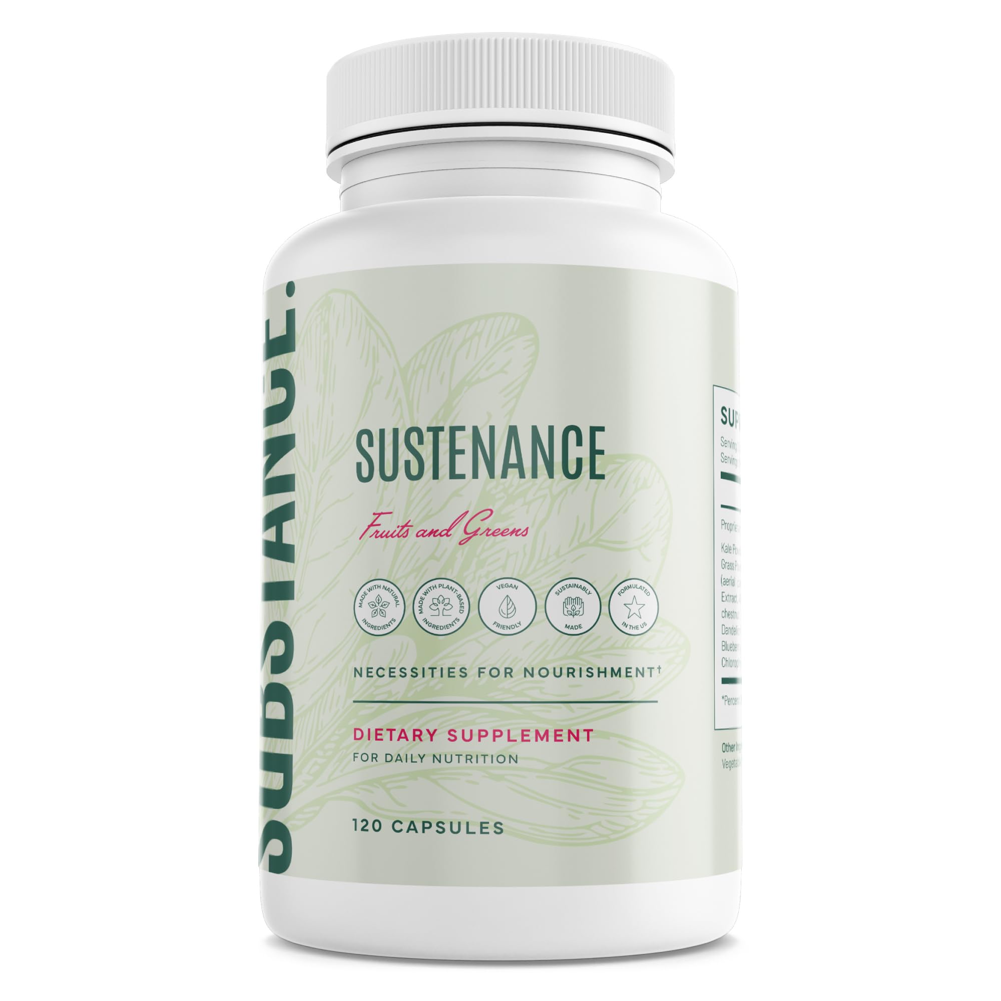 SUBSTANCE. - Nature's Sustenance Daily Greens, Daily Fruit and Veggies Supplement - Enhance Energy, Mental Clarity - Fruits and Vegetables Supplements - US Made, Vegan-Friendly - 30 Servings. SUBSTANCE.Au supplements