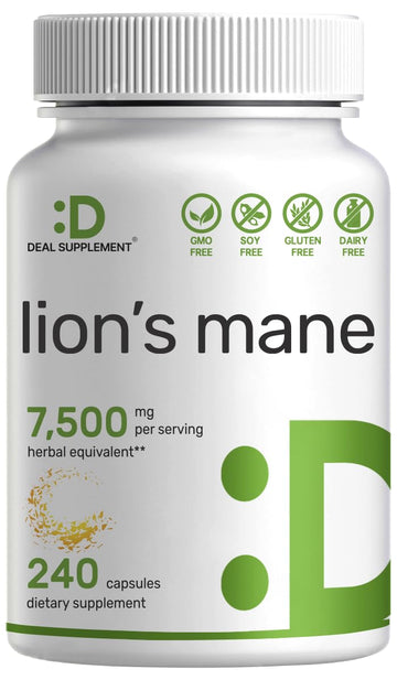 Lions Mane Mushroom Supplement, 7,500mg Per Serving, 240 Capsules – Active Fruiting DEAL SUPPLEMENTAu supplements