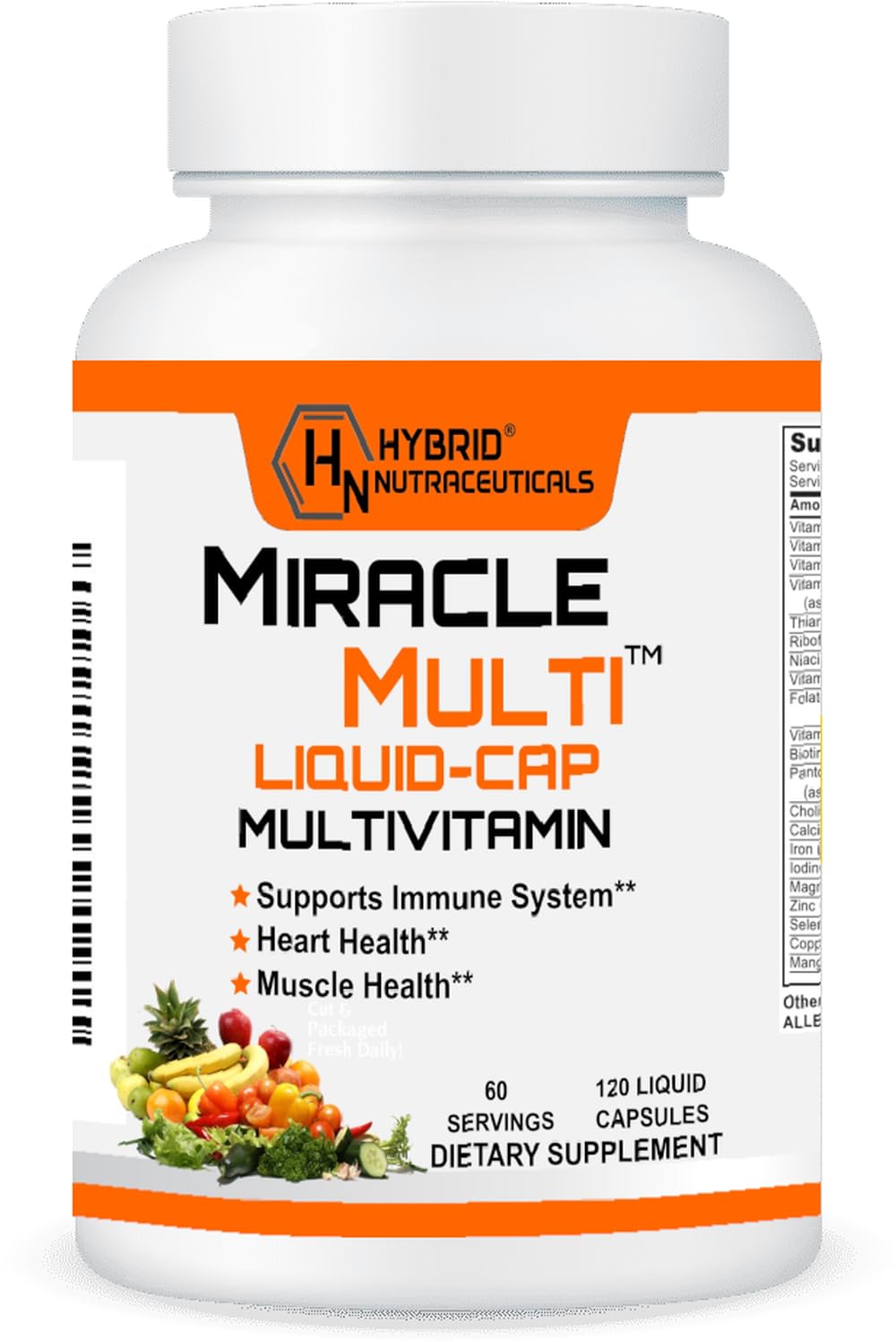 MiracleMulti Liquid Multivitamin Capsules for Men & Women - Complete Whole Food Blend Daily Vitamin & Mineral Supplement with CoQ10, B12, 42 Superfood Enzyme - 120 Softgels Hybrid NutraceuticalsAu supplements