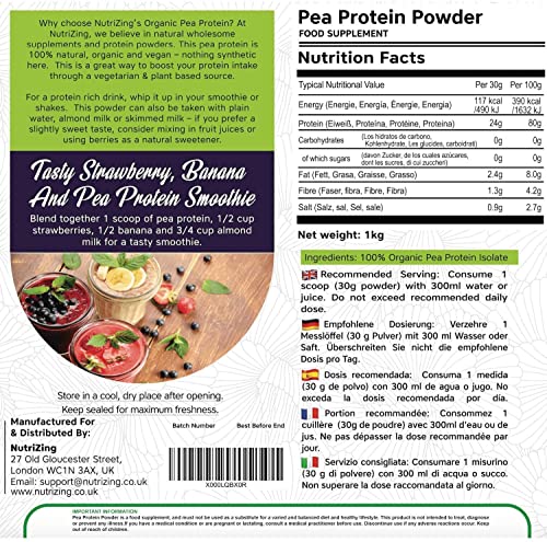 Award Winning Vegan Pea Protein Powder - Organic & Pure - Canadian Peas - No Soy, No Gluten NutriZingAu supplements
