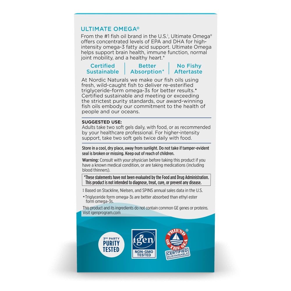 Nordic Naturals Ultimate Omega, Lemon Flavor - 180 Soft Gels - 1280 mg Omega-3 - High-Potency Fish Oil with EPA & DHA - Promotes Brain & Heart Health - Non-GMO - 90 Servings Nordic NaturalsAu supplements