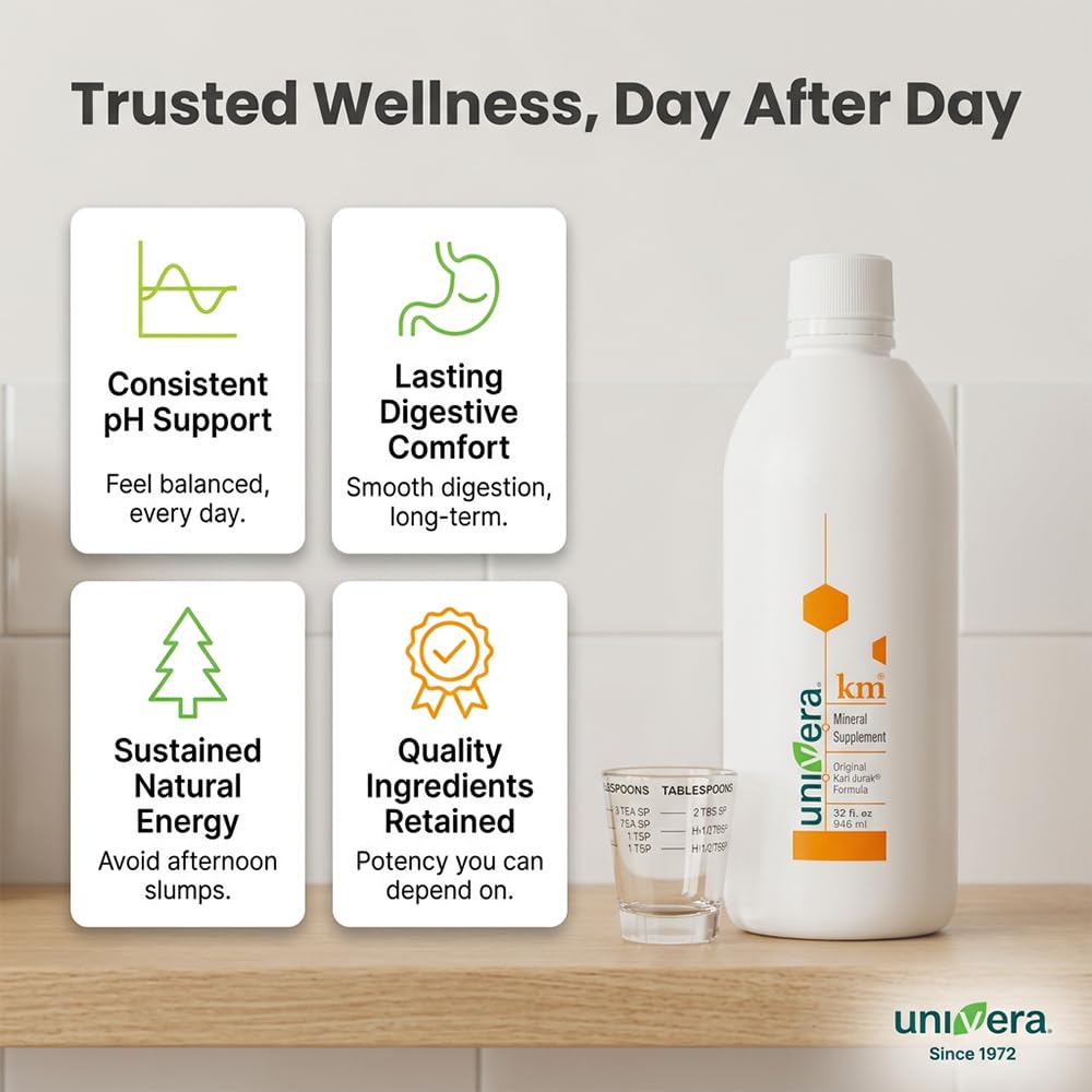 Univera km Liquid Potassium Supplement, pH Balance, Digestion Support, Mineral Supplements with Magnesium, Original Karl Jurak Formula, 32 fl oz (30-Day Supply) UniveraAu supplements