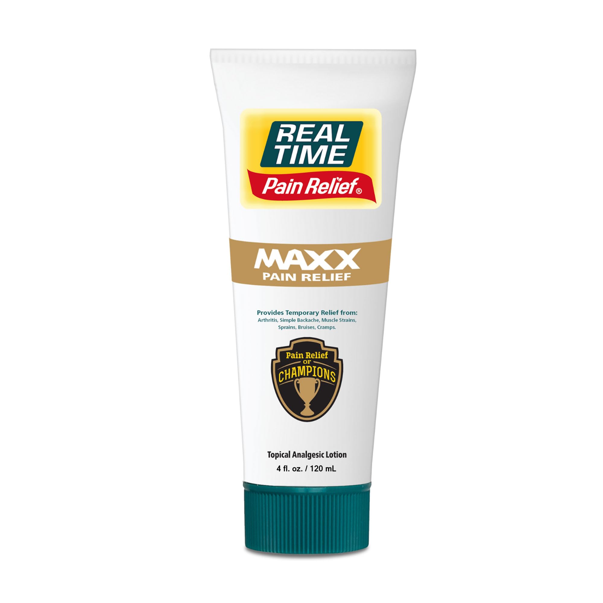 Real Time Pain Relief MAXX 4oz Tube | 18 Natural Ingredients: Arnica, Menthol & Peppermint | Maximum Strength Muscle Pain Relief Lotion for Arthritis, Hands, Ankles, Back, Shoulders, Knees & Joints Real Time Pain ReliefAu supplements