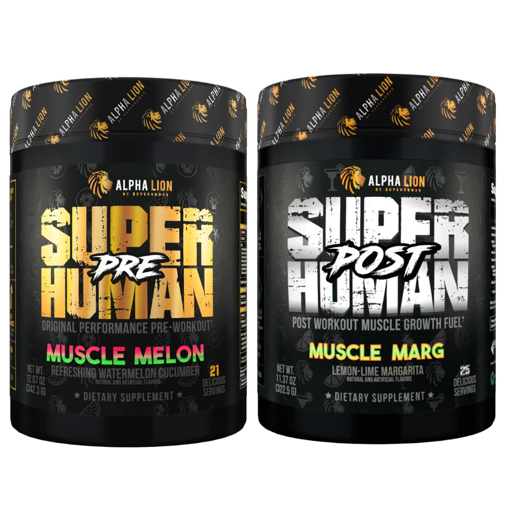 ALPHA LION Superhuman Pre Workout Powder & Post Workout Recovery Bundle, Sustained ALPHA LIONAu supplements