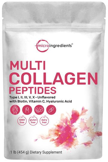 Multi Collagen Peptides Powder, 16 Oz - Hydrolyzed Protein Peptides Micro IngredientsAu supplements