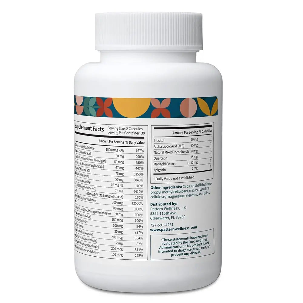 Pattern Wellness Multivitamin for Men & Women – Vitamin A, B, C, D, E – Supports Energy & Wellness – Whole Body Health Pattern WellnessAu supplements