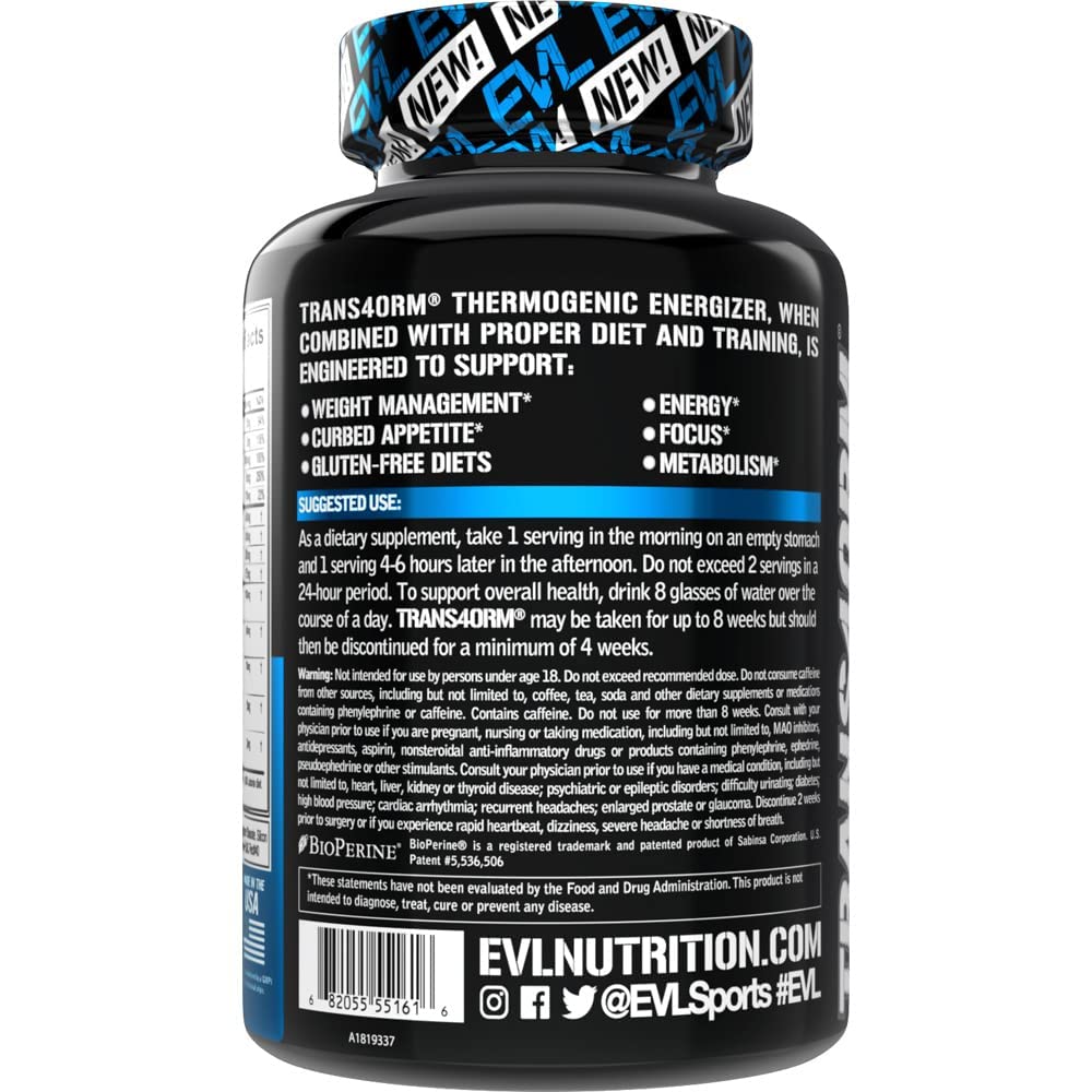 EVL Thermogenic Fat Burner Support - Fast Acting Weight Loss Energy and Appetite EvlutionUS supplements