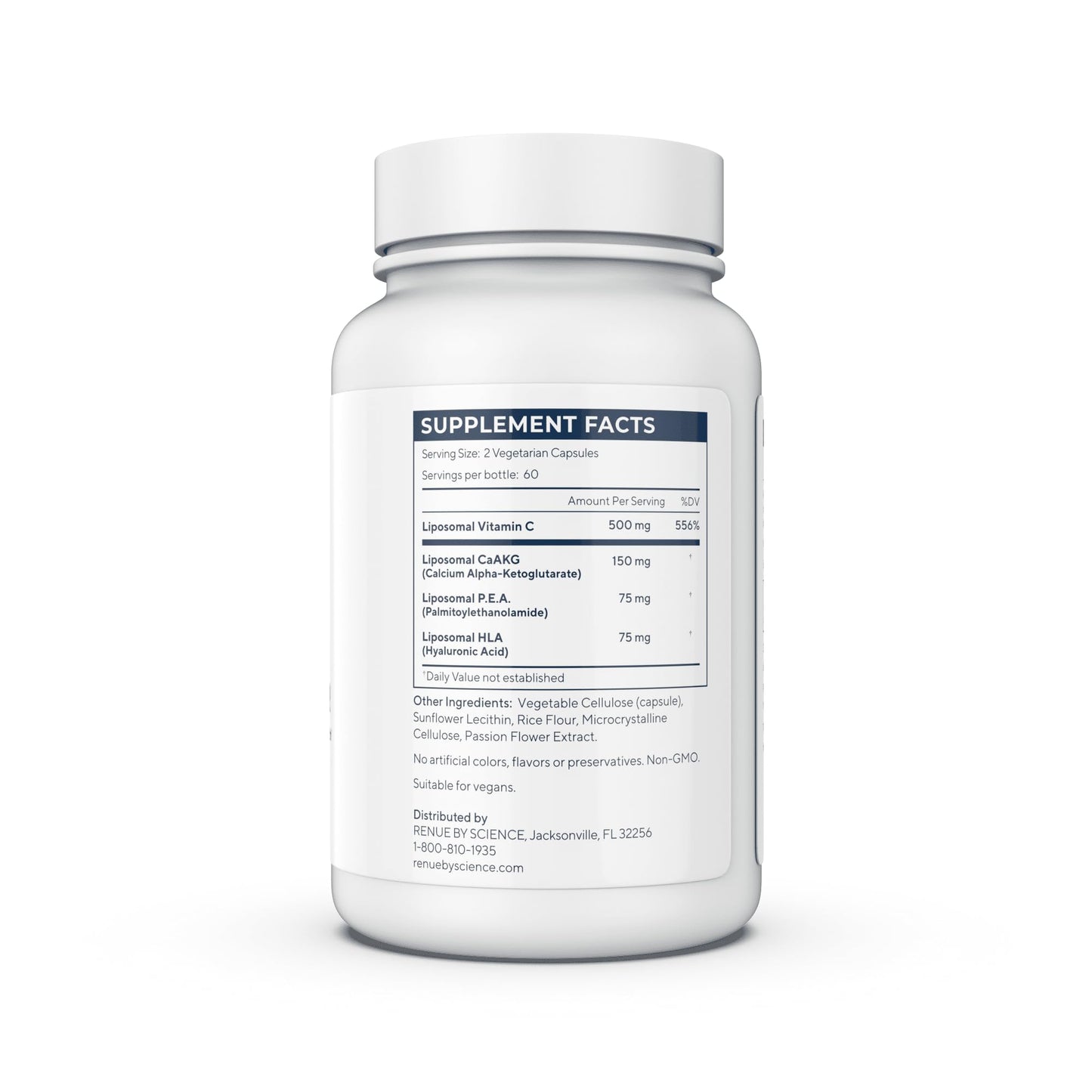 Renue By Science Shield | Liposomal Vitamin C CaAKG P.E.A Hyaluronic Acid Supplement | 120 Capsules with Vitamin C (500mg) CA AKG (150mg) Palmitoylethanolamide (75mg) HLA (75mg) | Made in The USA Renue By ScienceUS supplements