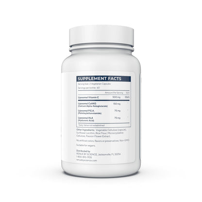Renue By Science Shield | Liposomal Vitamin C CaAKG P.E.A Hyaluronic Acid Supplement | 120 Capsules with Vitamin C (500mg) CA AKG (150mg) Palmitoylethanolamide (75mg) HLA (75mg) | Made in The USA Renue By ScienceUS supplements