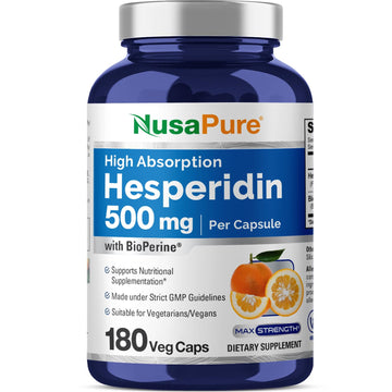 NusaPure Hesperidin 500 mg per Veggie Caps - 180 Capsules (BioPerine, High Absorption, Non-GMO) NusaPureAu supplements