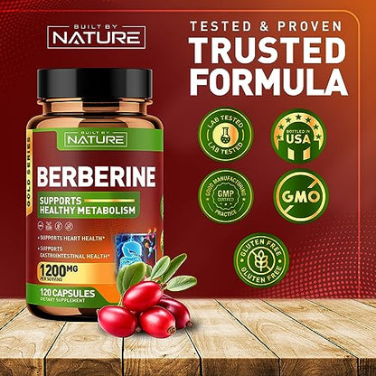 Berberine 1200mg - 100% Pure Berberine HCl Supplement, High Strength Berberine Built by NatureUS supplements