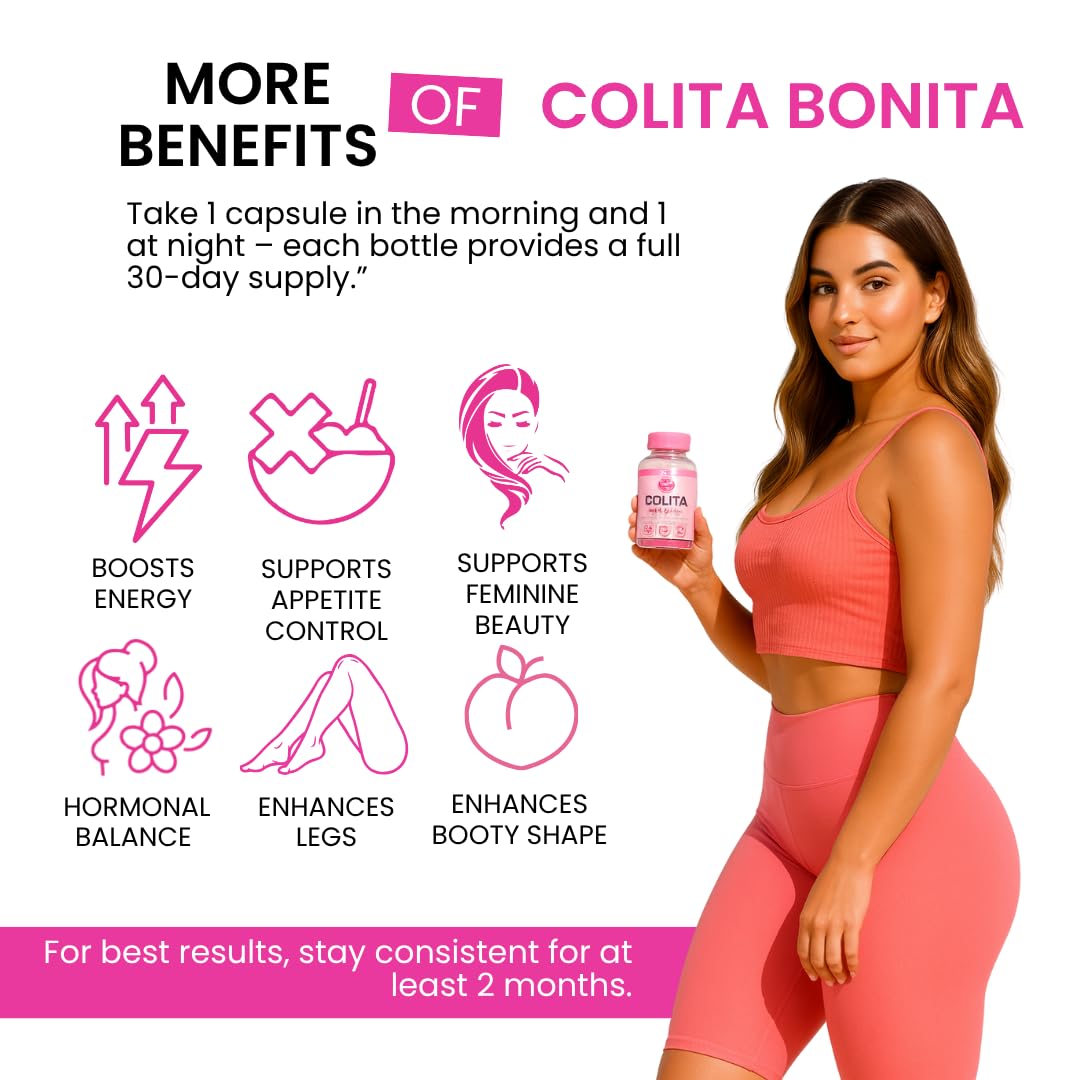 Colita Bonita – Aguaje, Black Maca & Fenugreek Pills – Natural Booty Growth & Hip Shaping Supplement – Supports Curves, Hormonal Balance & Waist Definition – 60 Capsules (30-Day Supply) Curvy FruitAu supplements