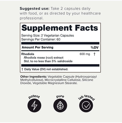 Toniiq Triple-Strength 600mg Rhodiola Rosea - 120 Capsules - 5% Salidroside Concentrat ToniiqUS supplements