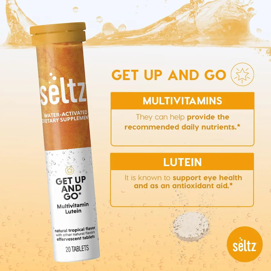 Seltz® Get Up and Go – Effervescent Multivitamin with Lutein for Daily Energy, Eye Health & Antioxidant Support SeltzAu supplements