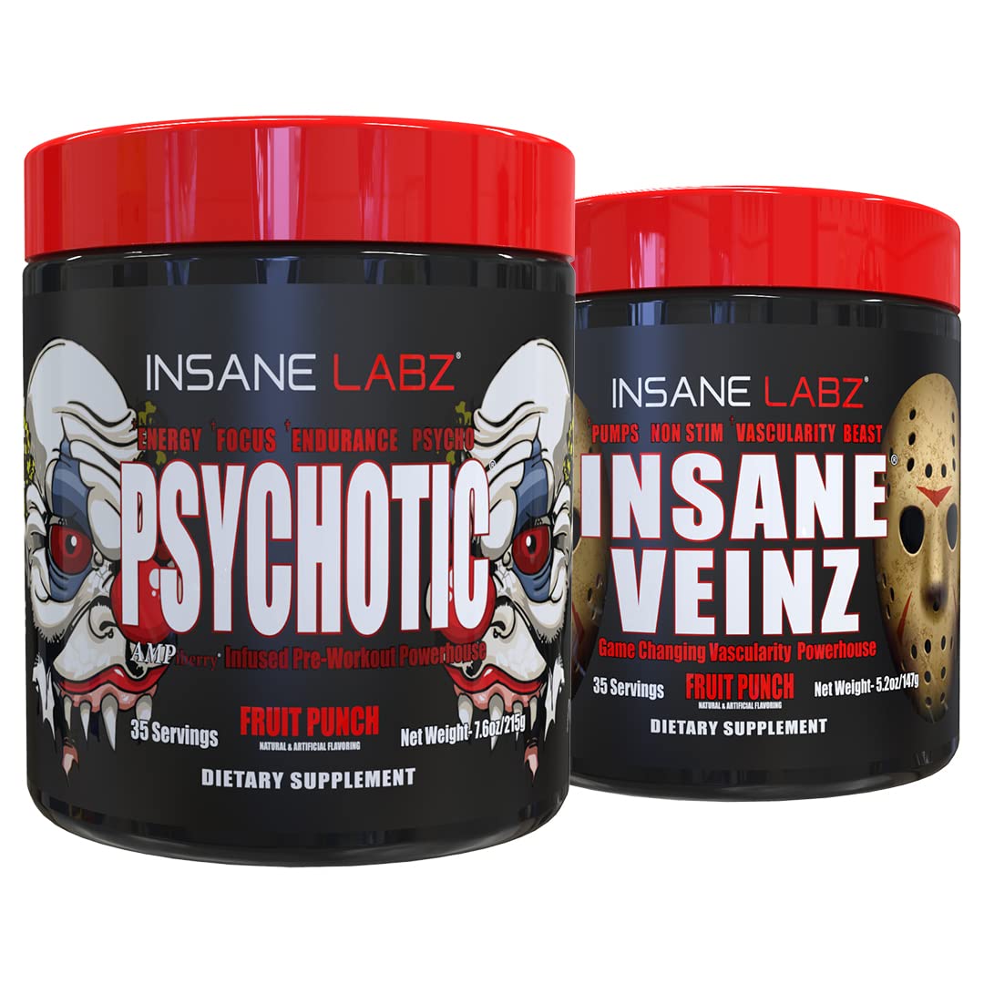 Psychotic, and Insane Veinz, Pre Workout Stack (Fruit Punch) Insane LabzAu supplements