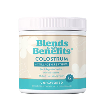 360 Nutrition Blends with Benefits Bovine Colostrum + Collagen Peptides Powder for Gut Health, Hair & Skin Beauty, Immune Support | Grass-Fed, No Added Sugar, Unflavored 6 oz 360 NutritionAu supplements