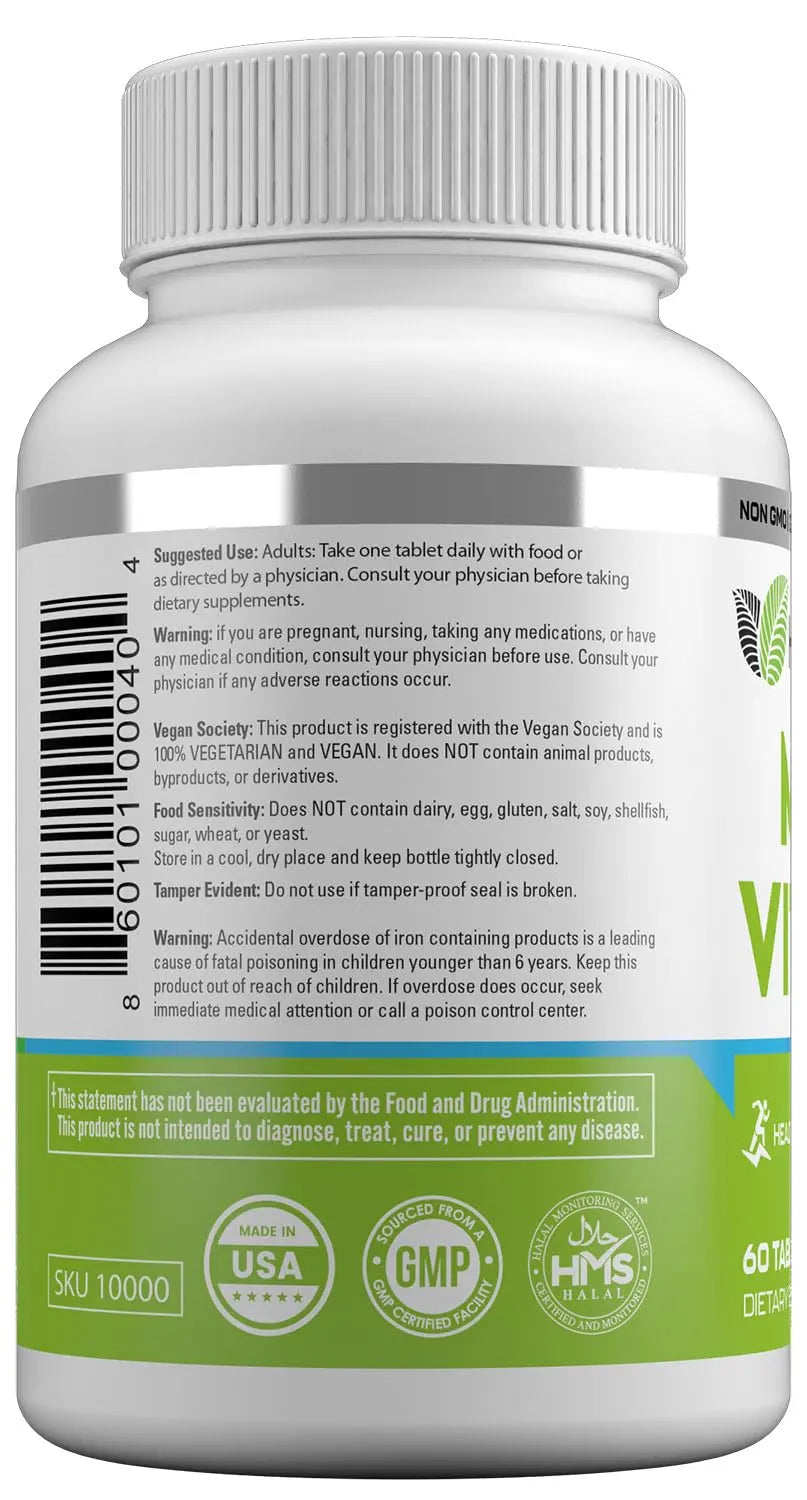 HAYAT Vitamins Vegan Natural Multivitamin, Daily Vitamins with Vitamin A, C, D, E, B1, B2, B3, B6, B12, Biotin, Zinc and More, 2 Month Supply, All Natural HAYATAu supplements