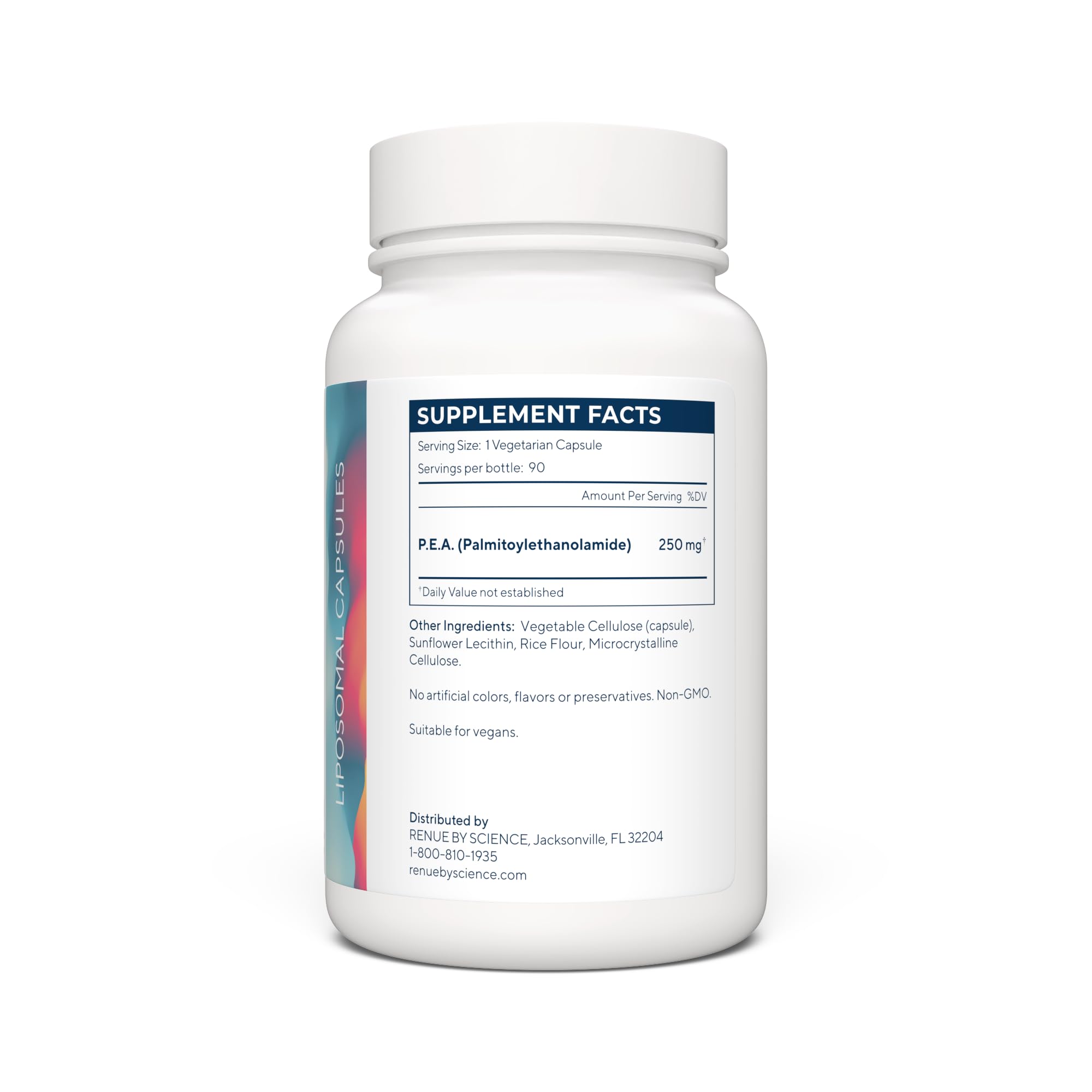 Renue By Science P.E.A | Liposomal Pea Palmitoylethanolamide Supplement | 90 P.E.A Capsules - 250mg Palmitoylethanolamide per Serving | Non-GMO | Made in The USA & Third-Party Tested Renue By ScienceUS supplements