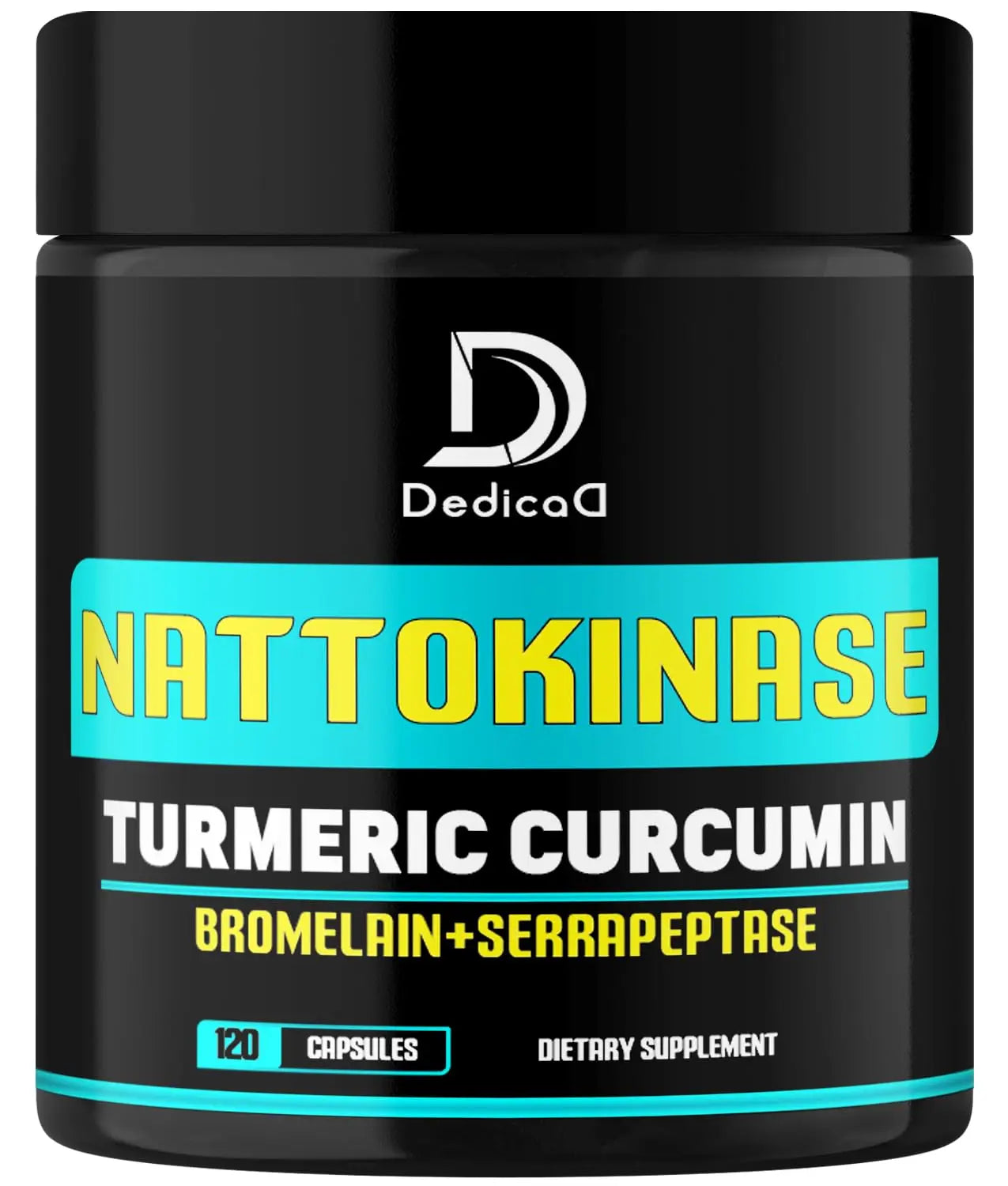 DEDICAD 4-in-1 Nattokinase 2000 Fu, Turmeric, Bromelain, Serrapeptase - Spike Protein Detox - Body Balance, Circulation Health & Immune System - 120 Capsules 4-Month Supply DEDICADAu supplements